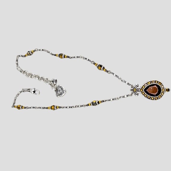 Brighton AMERICAN BEAUTY TOPAZ Silver Crystal Teardrop Pendant Necklace 16-18inc - Picture 4 of 9